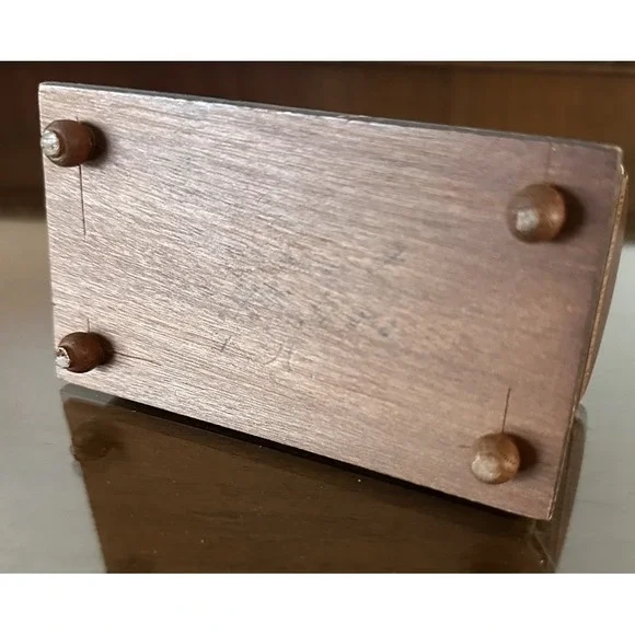 Vintage Inlaid Wood Marquetry Jewelry Trinket‎ Box Lined 4.75'' x 3''
